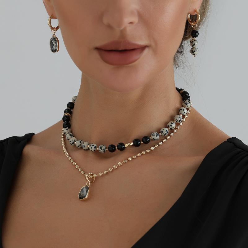 Layered Necklace Set - Collar Vintage de Doble Capa con