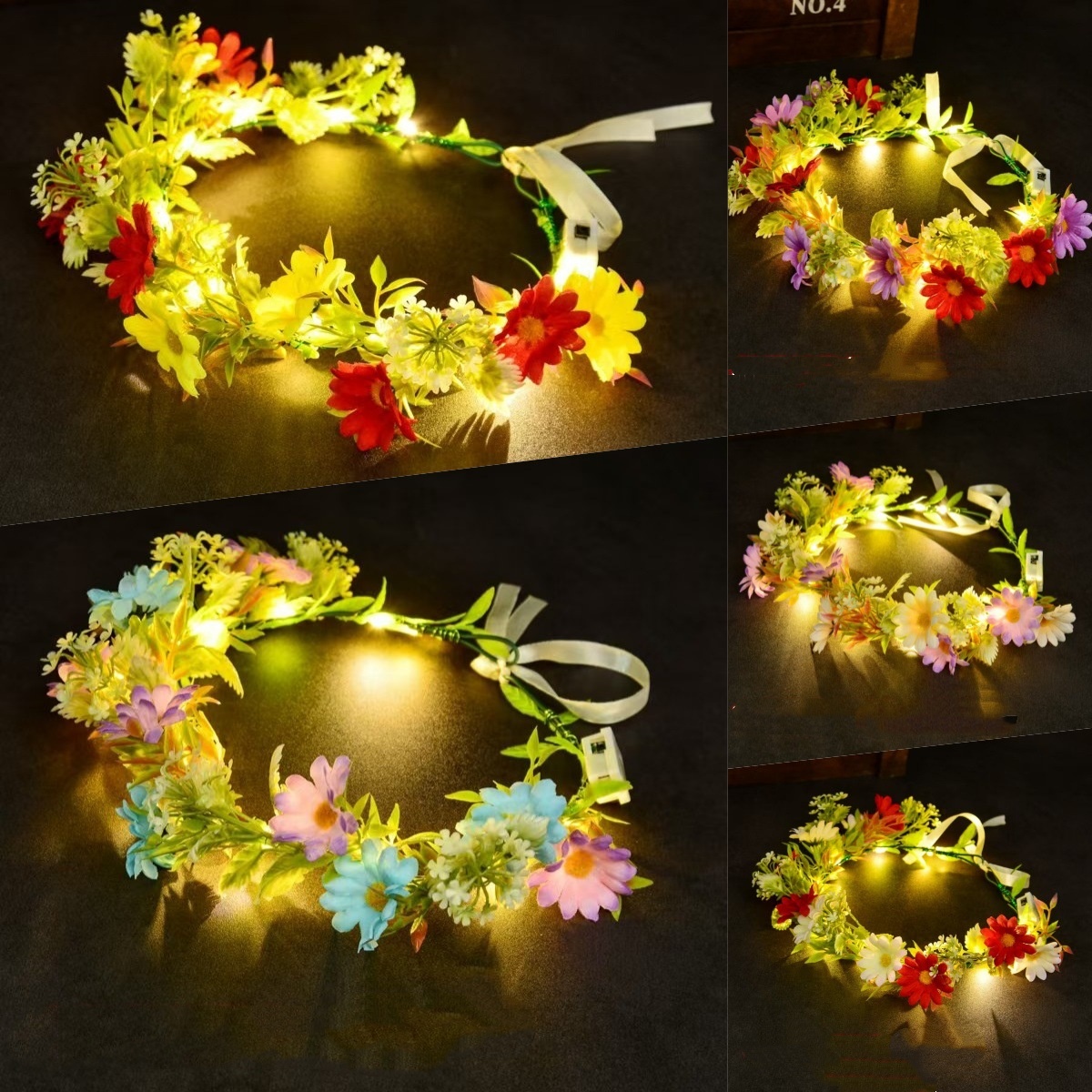 Women Accessories Photos - Corona de flores con luz LED,