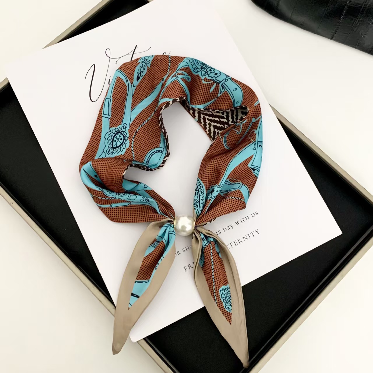 Women'S Korean Accessories - Pañuelo Magnético con Perlas, Estilo Coreano,