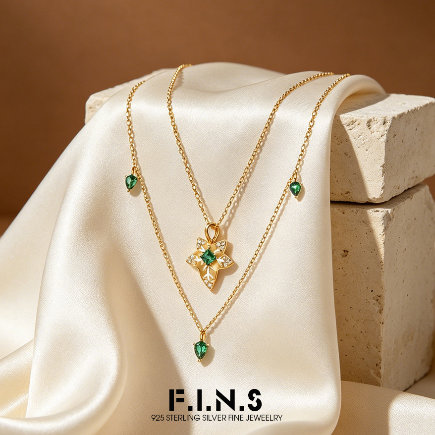 Layered Necklace Set - F.I.N.S-collar apilable de doble capa de