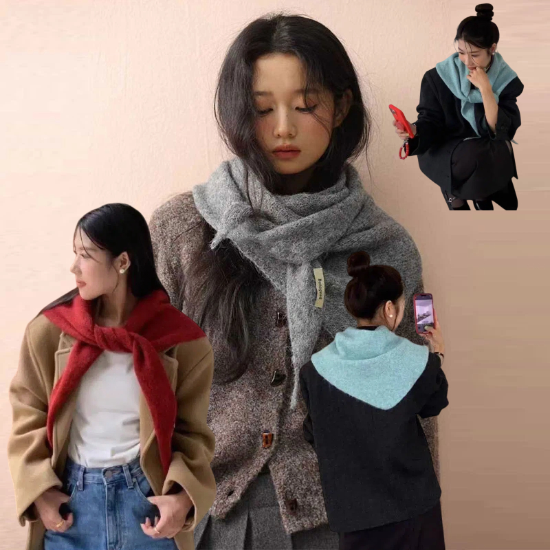 Chal triangular de punto de la - Women'S Korean Accessories reseña y precio