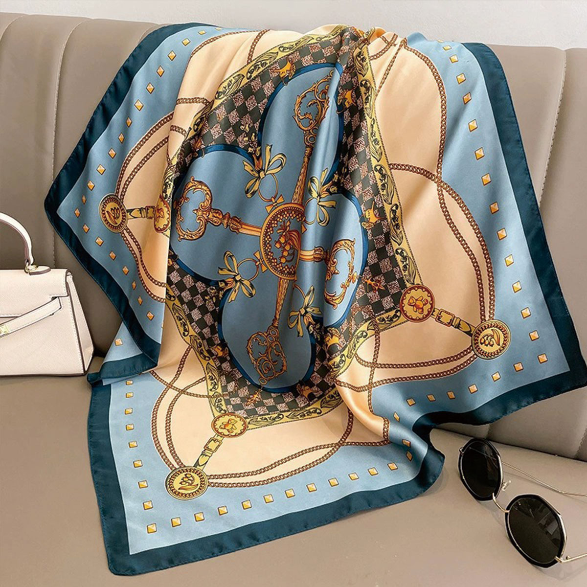 Bufanda cuadrada de seda de es - Women'S Korean Accessories reseña y precio